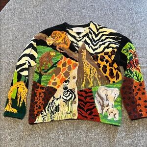 Vintage Philip and Jane GordonColorful Animal Print Cardigan
